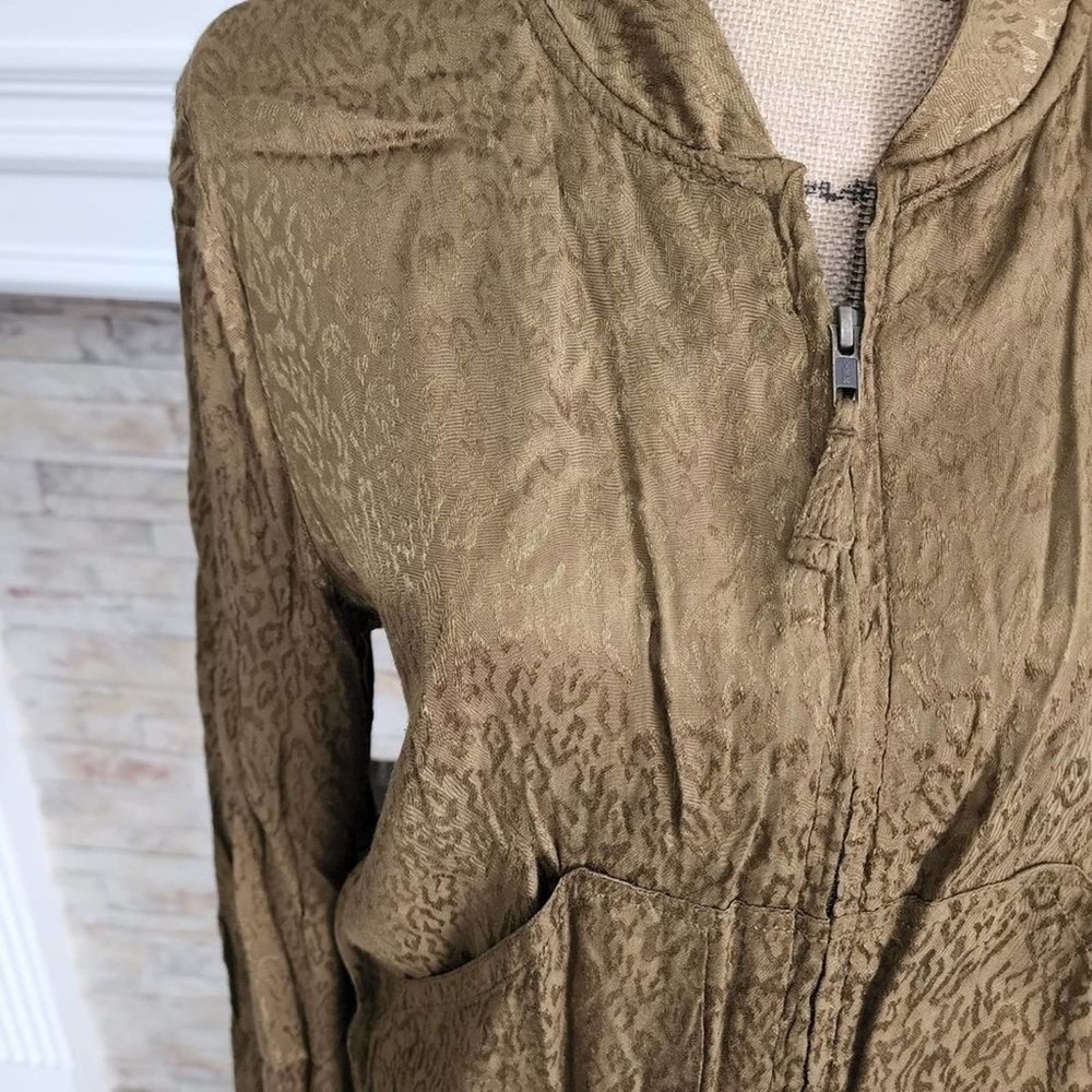 MAEVE greenish gold‎ leopard print zippered jacket Size medium - Picture 3 of 10